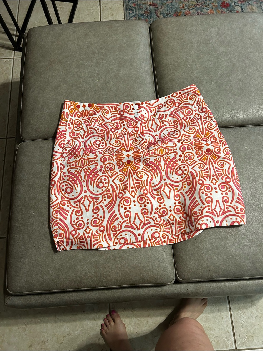 adidas Coral and White Printed Mini Skort